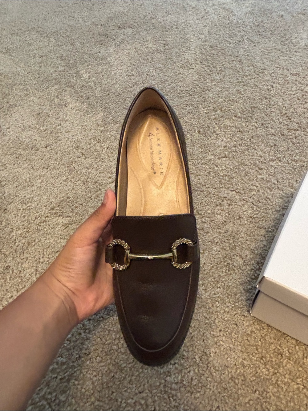 Alex Marie brown Leather Loafer with Decorative Gold Buckle - Picture 4 of 4